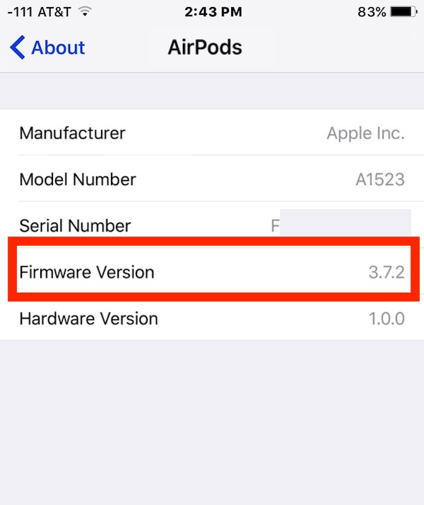 firmware delle airpods impostazioni