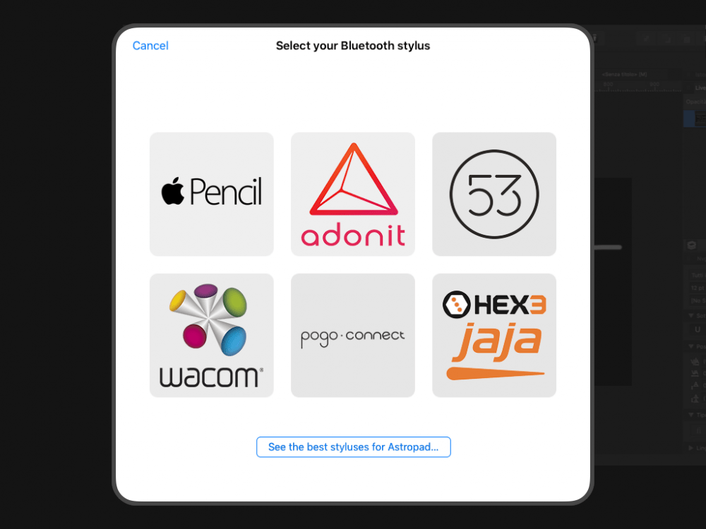 Astropad Standard penne supportate