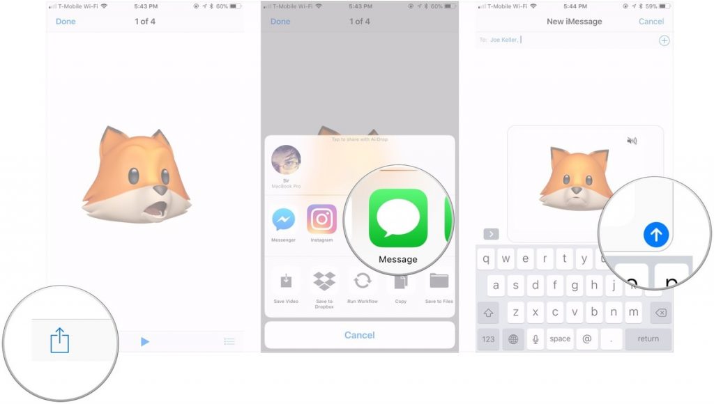 condividere gli Animoji sui social