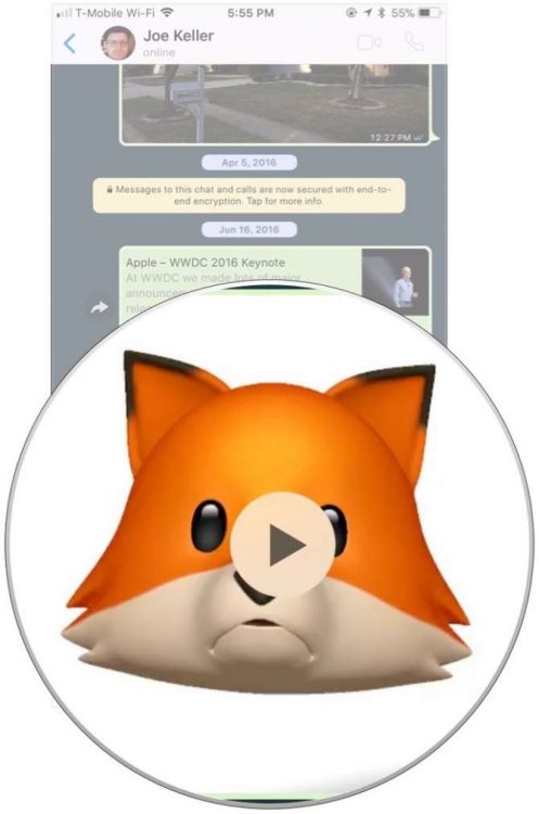 Animoji condivisione video