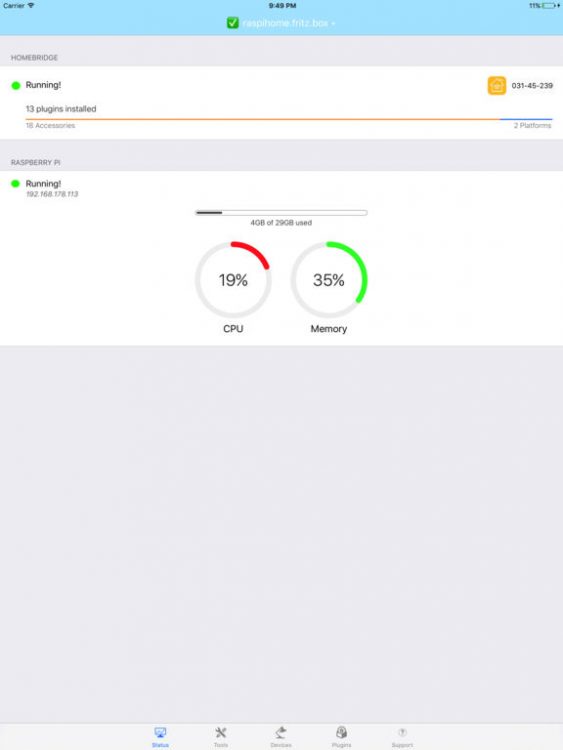 Homebridge for RaspberryPi iPad 