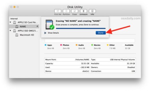 Formattare una SD card sul Mac 4
