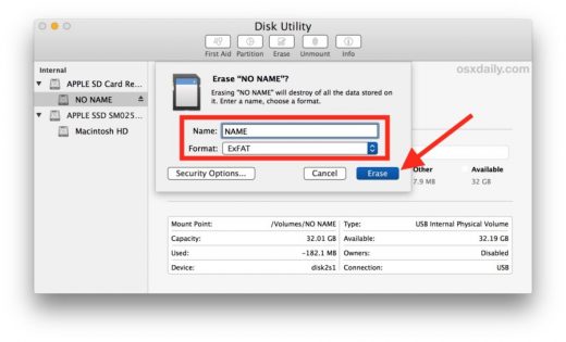 Formattare una SD card sul Mac 3