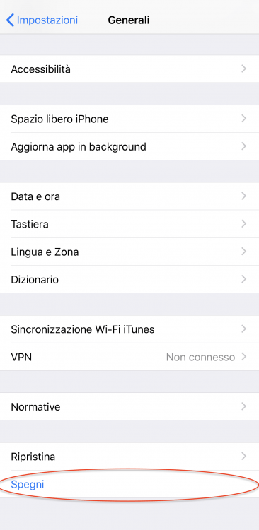 Spegnere iPhone senza il tasto power