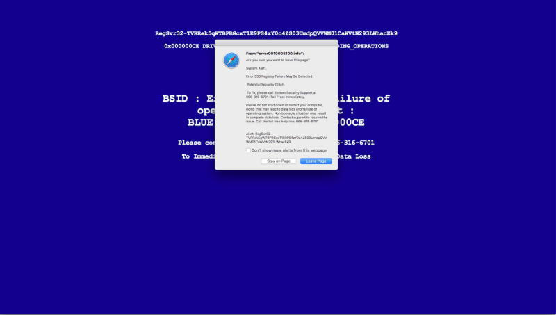 fake schermo blu sul mac