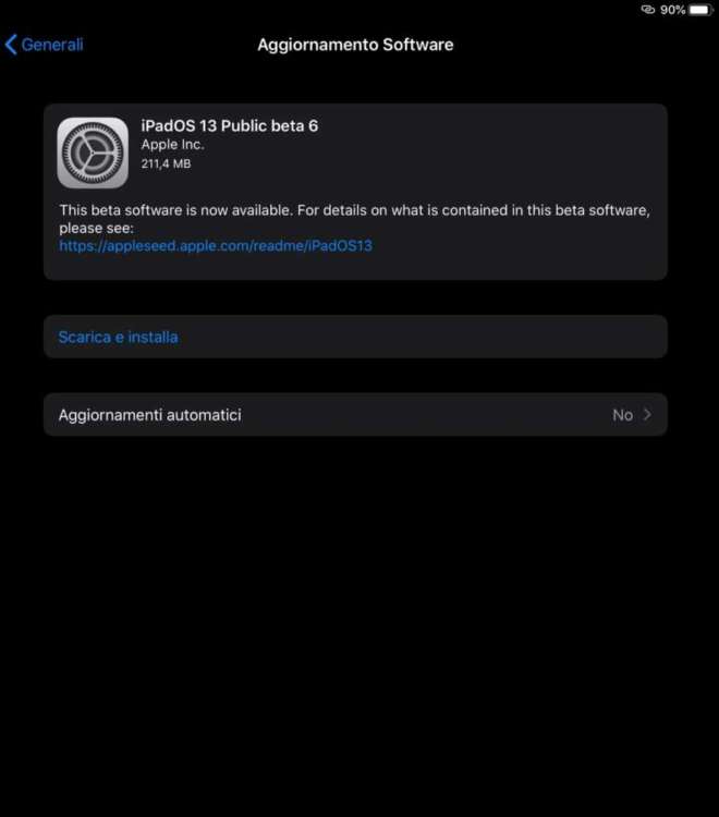 beta 6 pubblica iPadOS