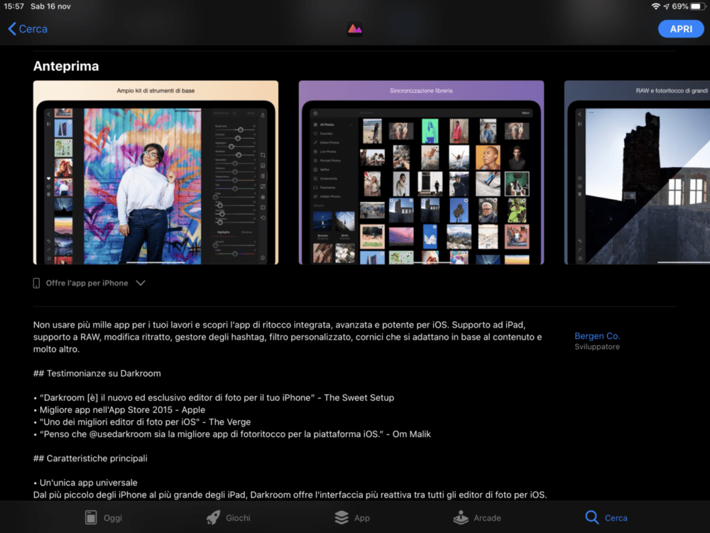 Darkroom l’app per l’editing foto su iPhone ed iPad