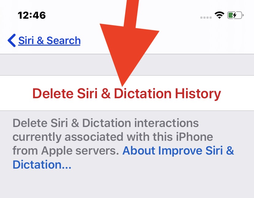 Rimuovere registrazioni da Siri: punto 4