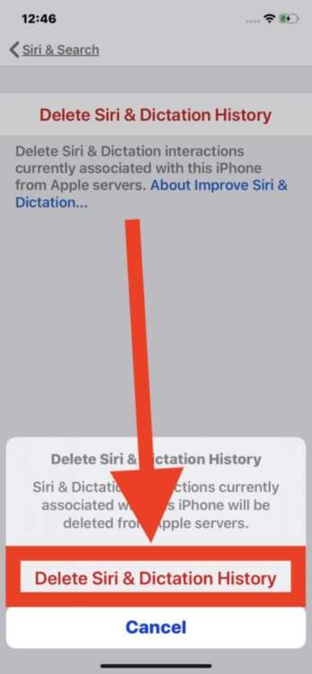 rimuovere registrazioni da Siri: punto 5