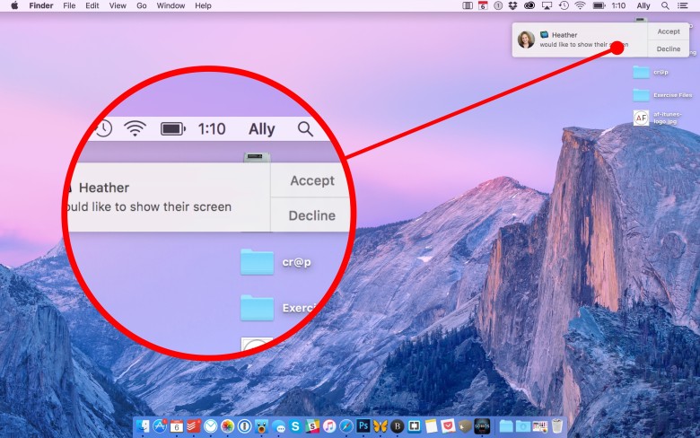 Condividere lo schermo del Mac con iMessage 2