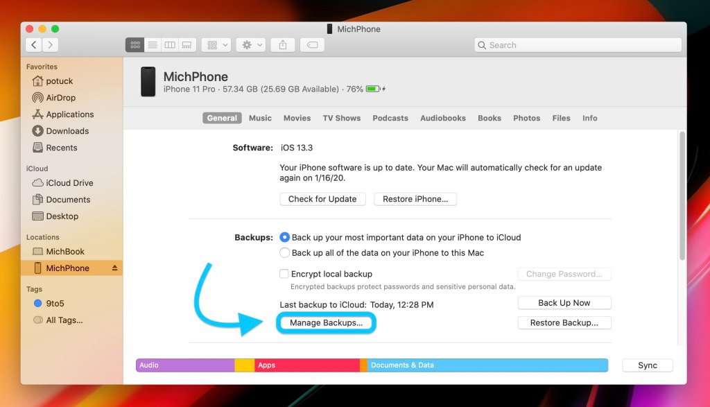 eliminare i backup di iPhone dal Mac