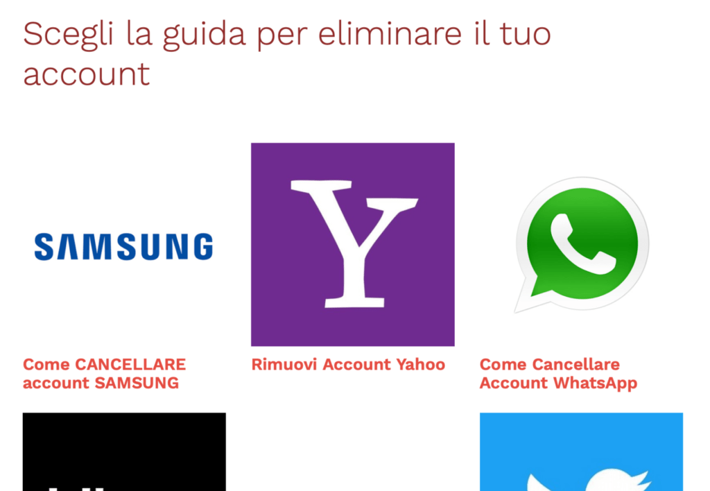 Cancellare i propri account da internet