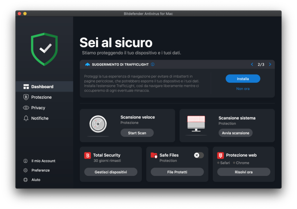 Review di Bitdefender Antivirus for Mac avvio dell'app