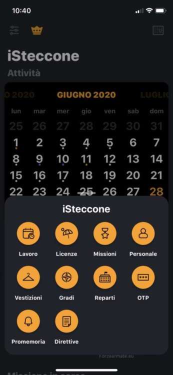 la sezione principale di isteccone l'app per i militari italiani