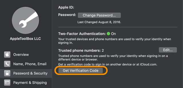 Ottenere codice di verifica su Mac
