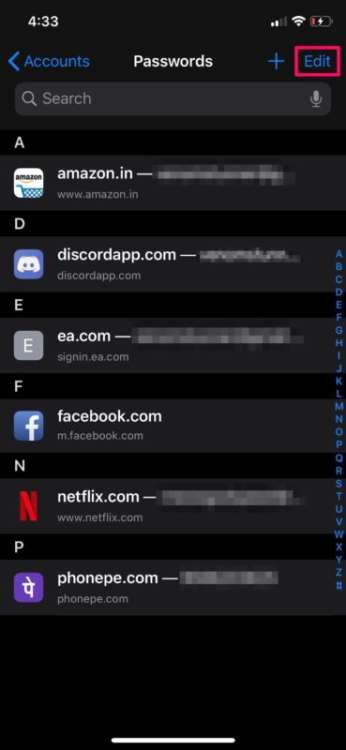 rimuovere vecchie password da iPhone e iPad 4