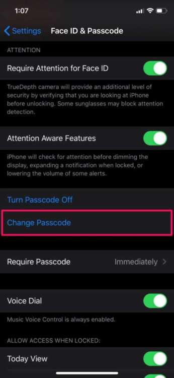 Impostare una password alfanumerica su iPhone change password