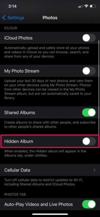Nascondere gli album nascosti su iPhone 1